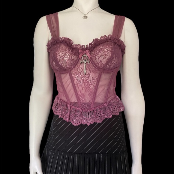 Dolls Kill Tops - Widow DollsKill| NWT’s cyber Y2K lace frilly embellished charm gothic corset top
